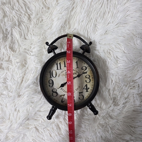 Antique Style Black & Brown Metal Clock Home Decor Office Vintage Inspo - Picture 5 of 6